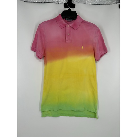 Polo Ralph Lauren Ombre Rainbow Short Sleeve Polo Shirt Colorful Custom Fit Smal - Picture 1 of 5